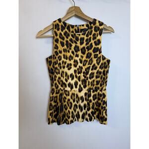 Zara Women's Leopard Print Peplum Sleeveless Top XS